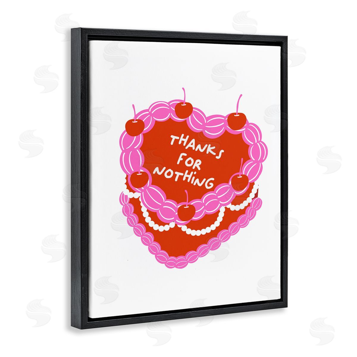 Thanks For Nothing Cake Black Floating Frame Canvas Wall Art, Home Decor by House of Lulu