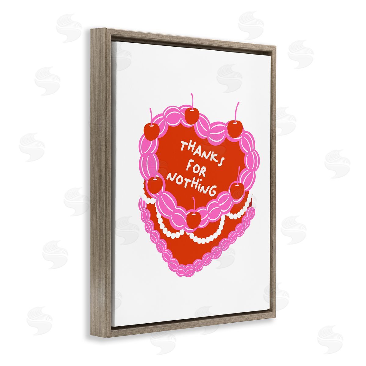 Thanks For Nothing Cake Brown Floating Frame Canvas Wall Art, Home Decor by House of Lulu