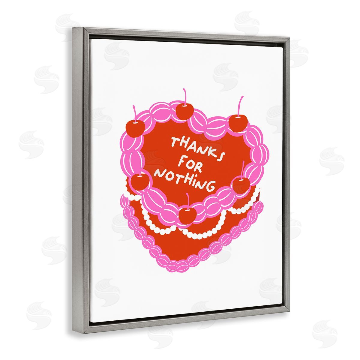 Thanks For Nothing Cake Grey Floating Frame Canvas Wall Art, Home Decor by House of Lulu