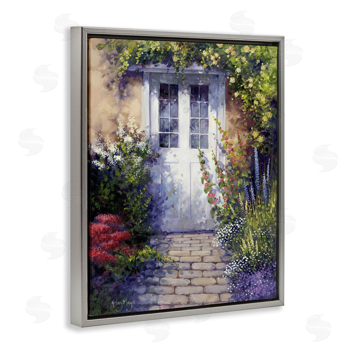 Back Doorway Plants Grey Floating Frame Canvas Wall Art, Home Decor by Hilary Mayes