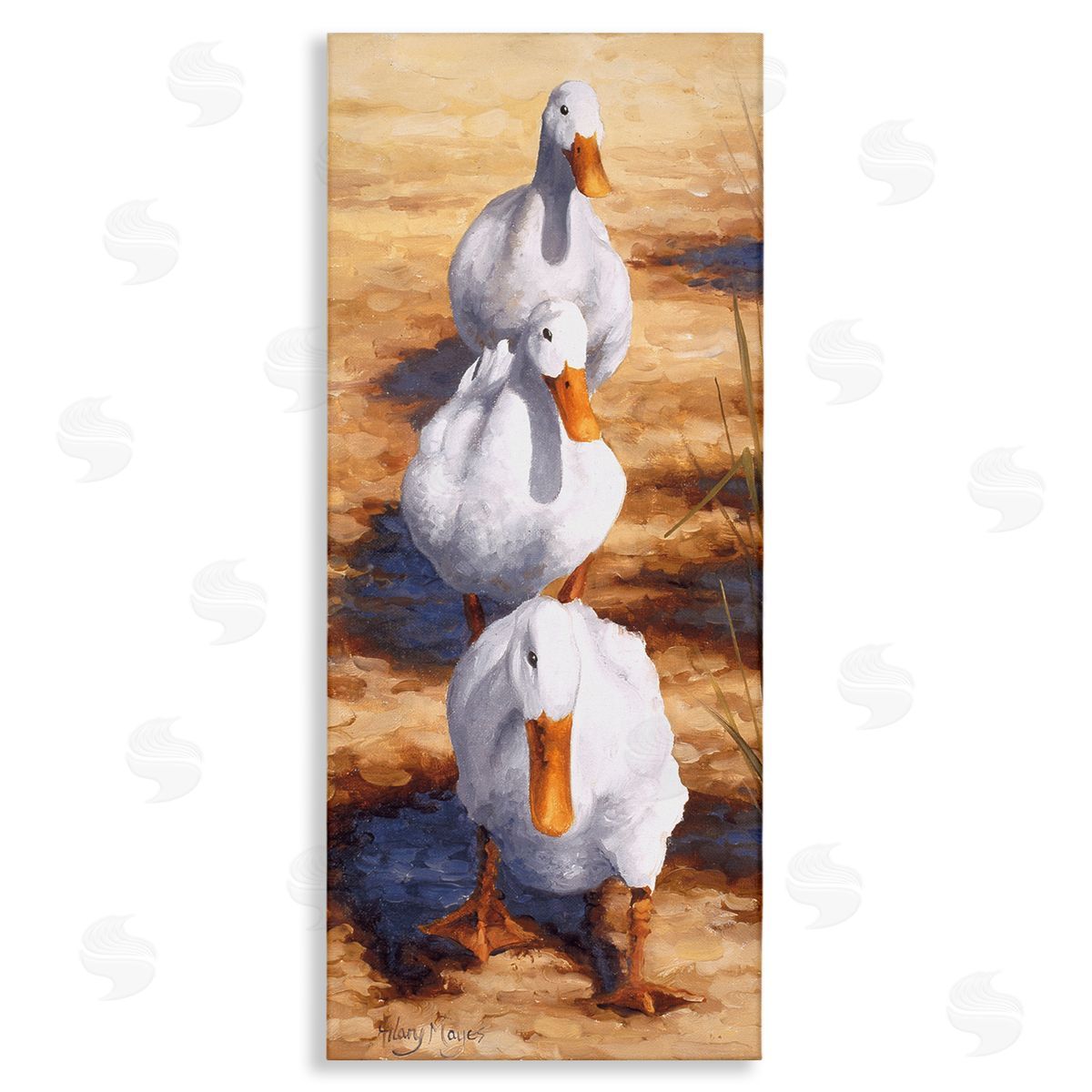 Cluck Queue Duck Trio Canvas Wall Art, Home Decor by Hilary Mayes
