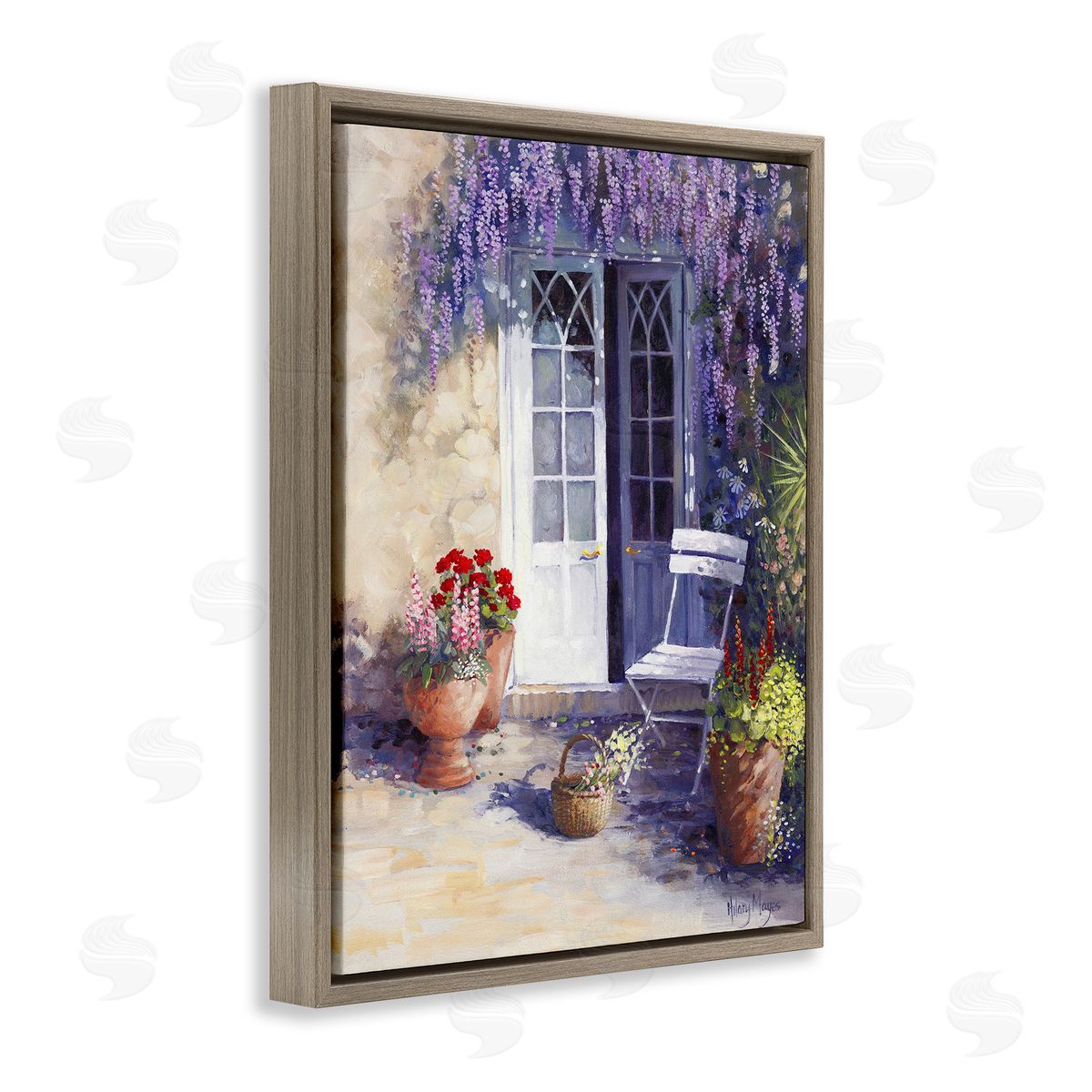 Blooming Lavender Doorway Brown Floating Frame Canvas Wall Art, Home Decor by Hilary Mayes