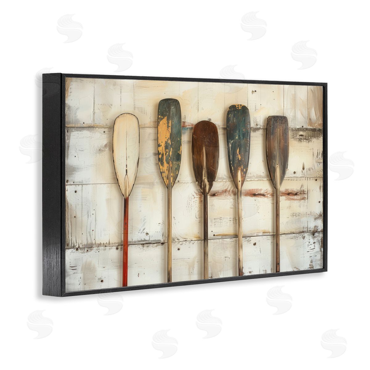 Rustic Oar Lineup Black Frame Print Wall Art, Home Decor by Arlington Prints