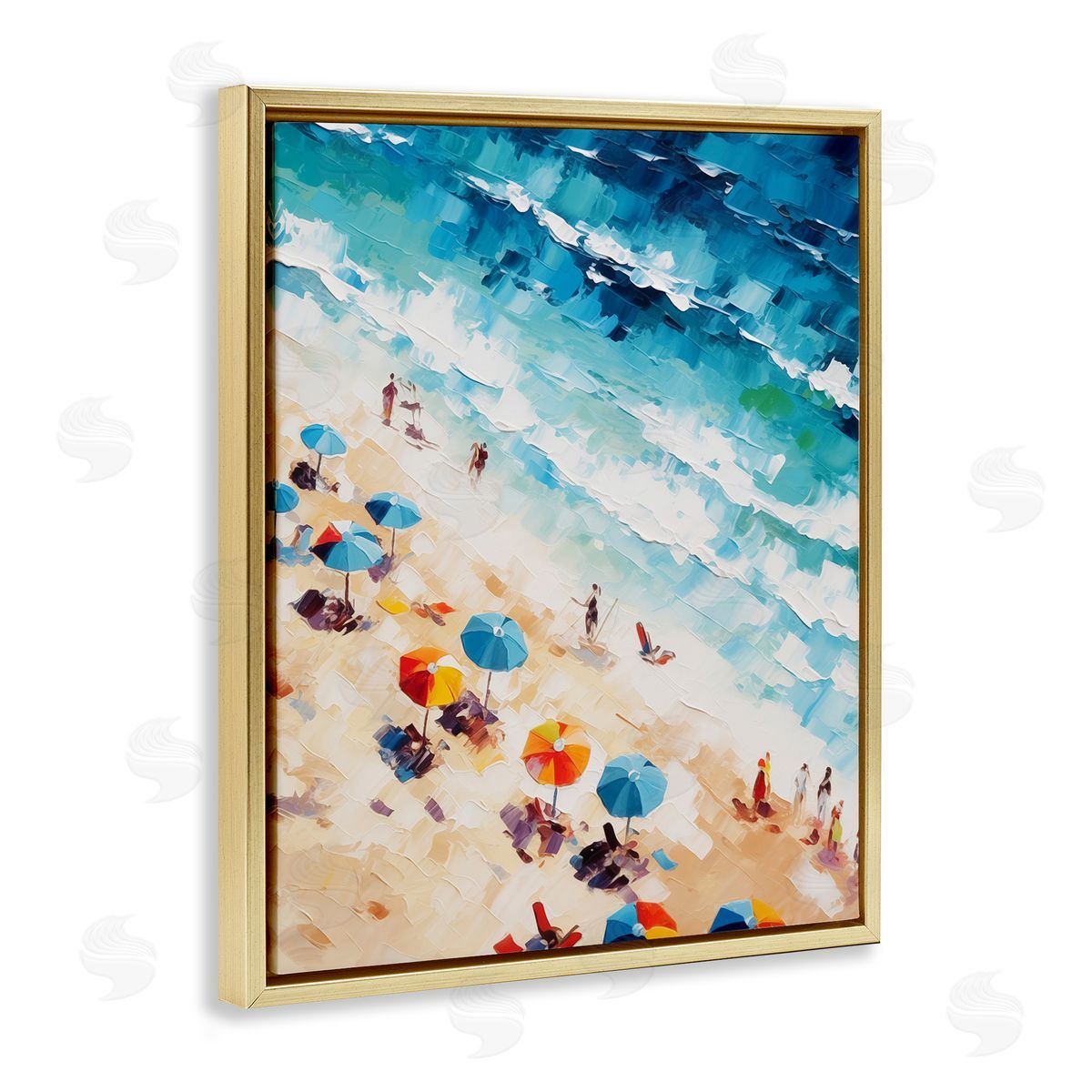 Bold Beachgoers Hues Gold Floating Frame Canvas Wall Art, Home Decor by Arlington Prints