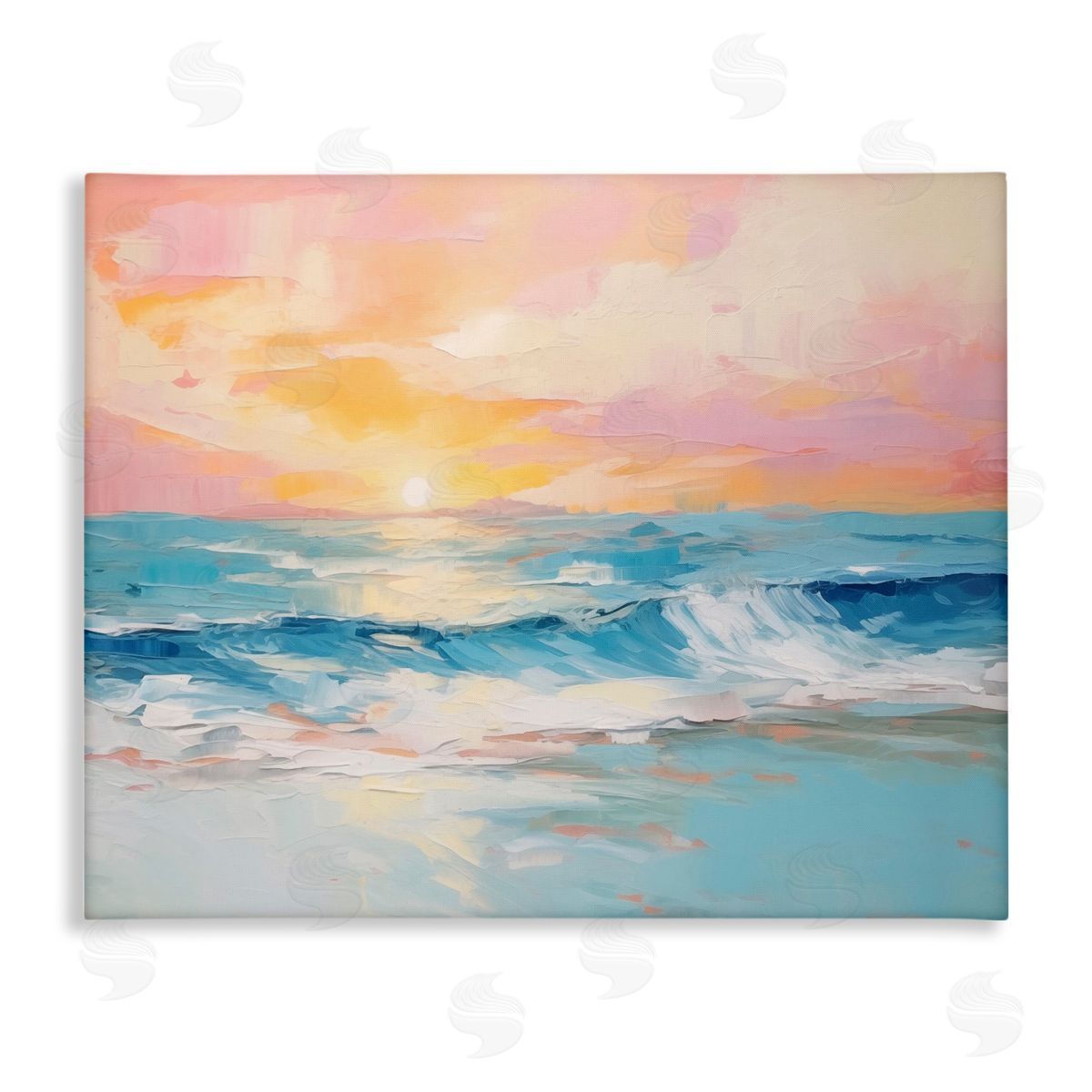 Beach Waves Bright Sunset Canvas Wall Art, Home Decor by Arlington Prints