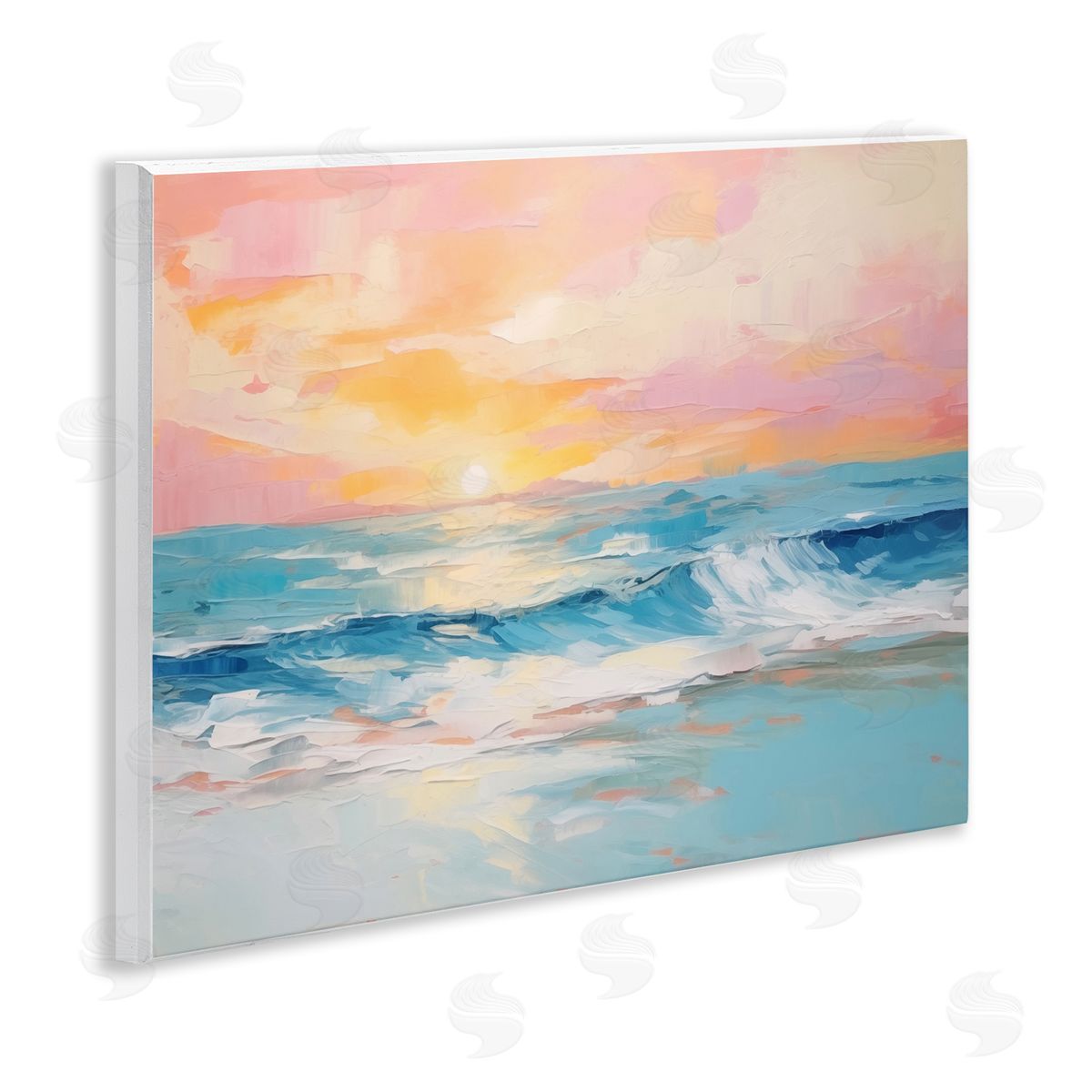 Beach Waves Bright Sunset Wood Plaque Wall Art, Home Decor by Arlington Prints