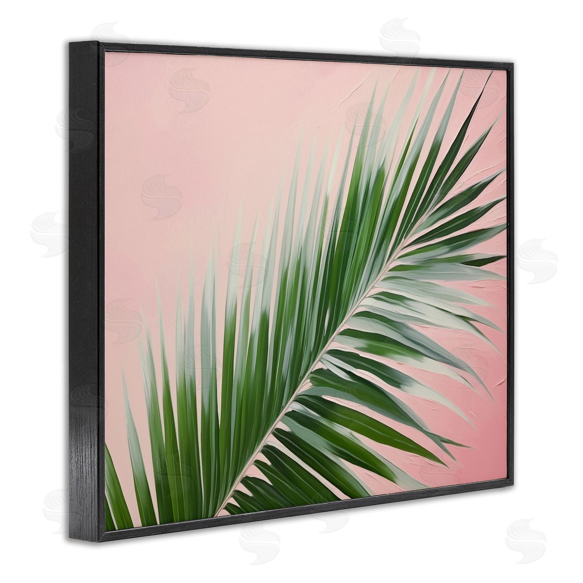 Wispy Palm Leaf on Pink Black Frame Print Wall Art, Home Decor by Arlington Prints