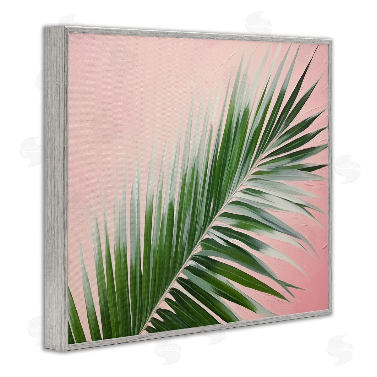 Wispy Palm Leaf on Pink Grey Frame Print Wall Art, Home Decor by Arlington Prints