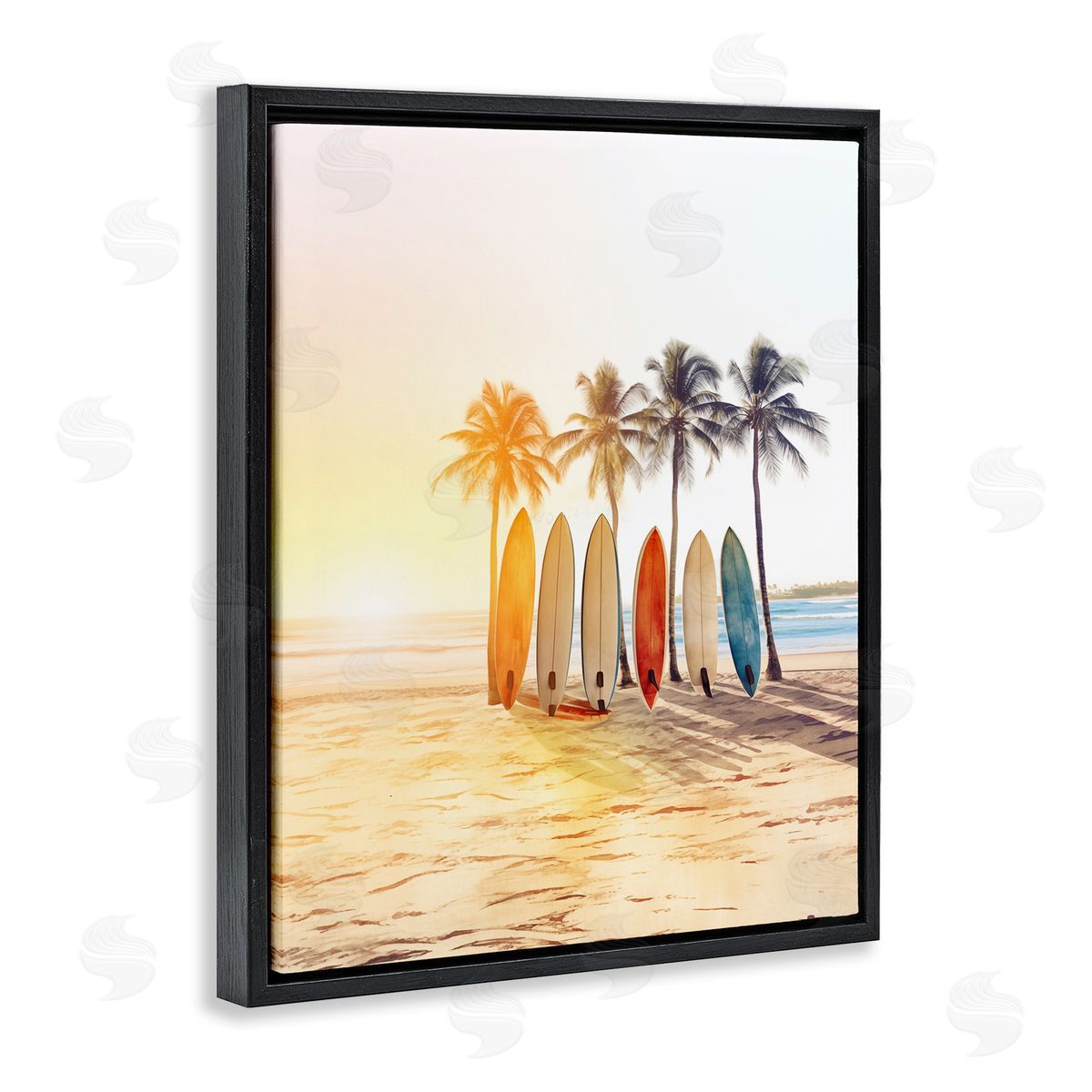 Brightly Hued Surfboards Black Floating Frame Canvas Wall Art, Home Decor by Arlington Prints