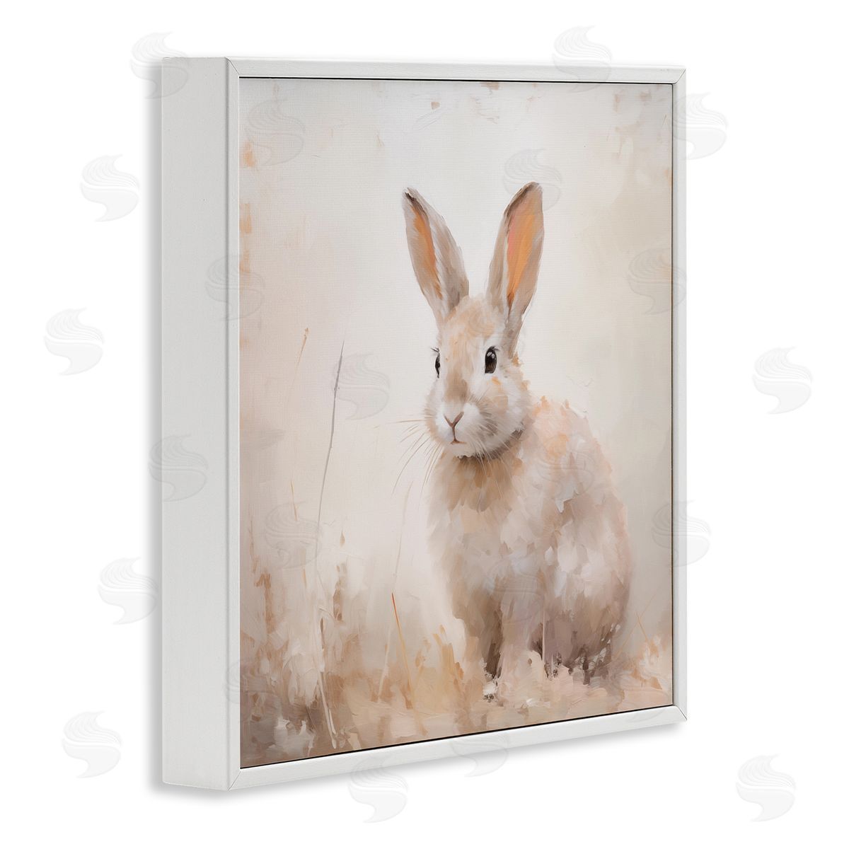 Neutral Gazing Bunny White Frame Print Wall Art, Home Decor by Arlington Prints