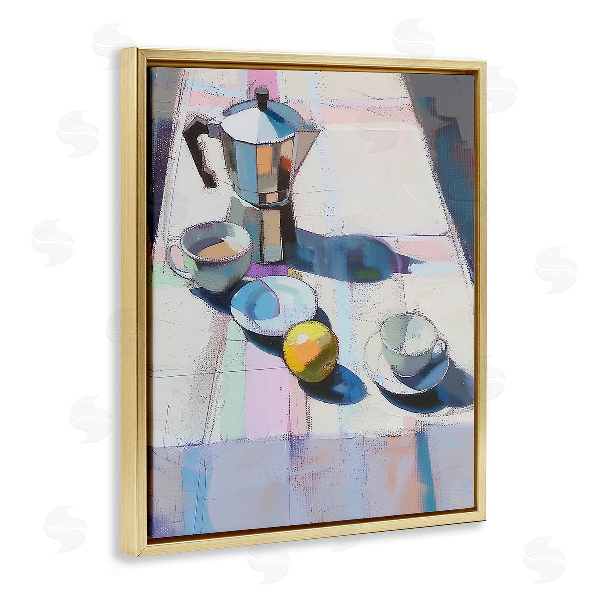 Morning Espresso Still Life Gold Floating Frame Canvas Wall Art, Home Decor by Arlington Prints