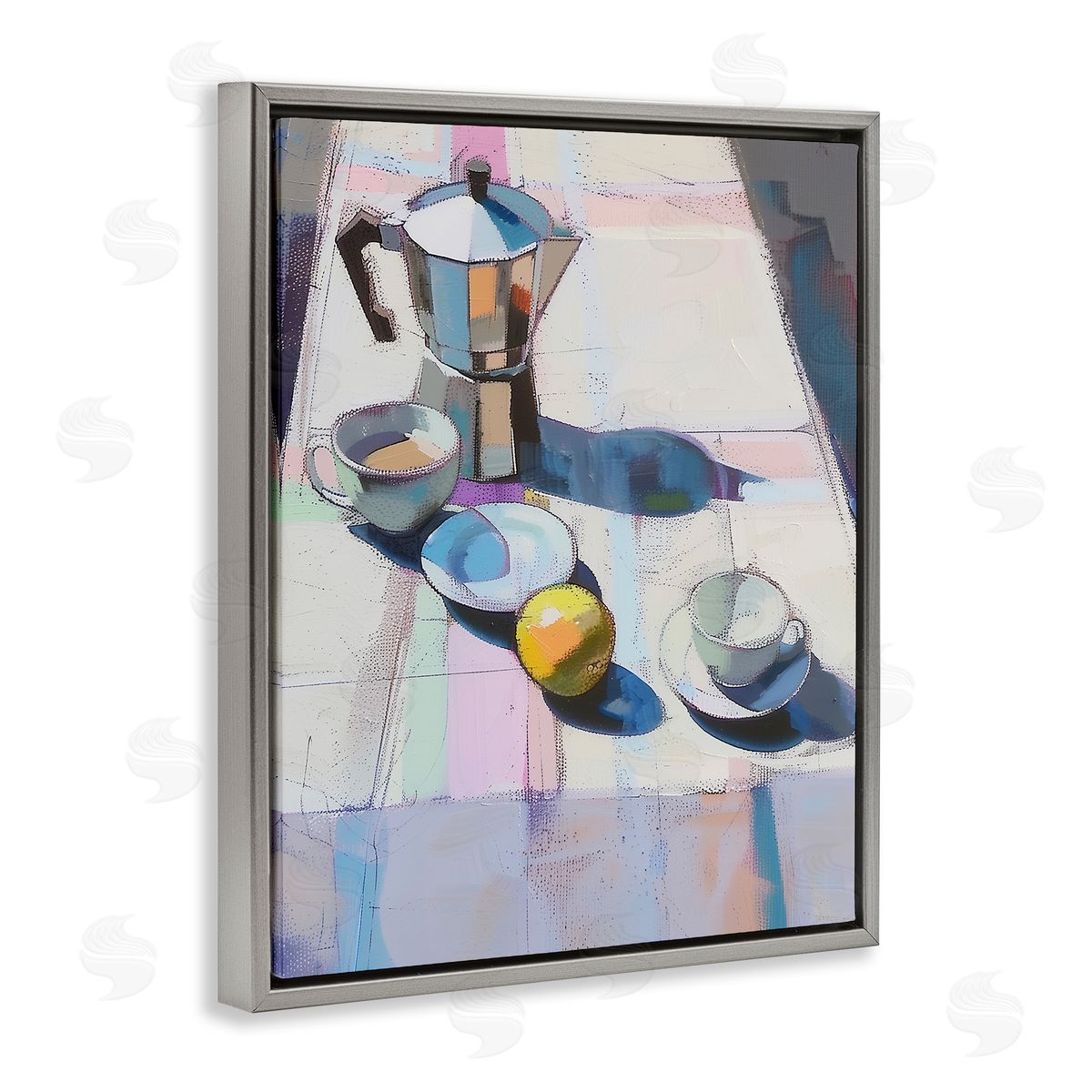 Morning Espresso Still Life Grey Floating Frame Canvas Wall Art, Home Decor by Arlington Prints