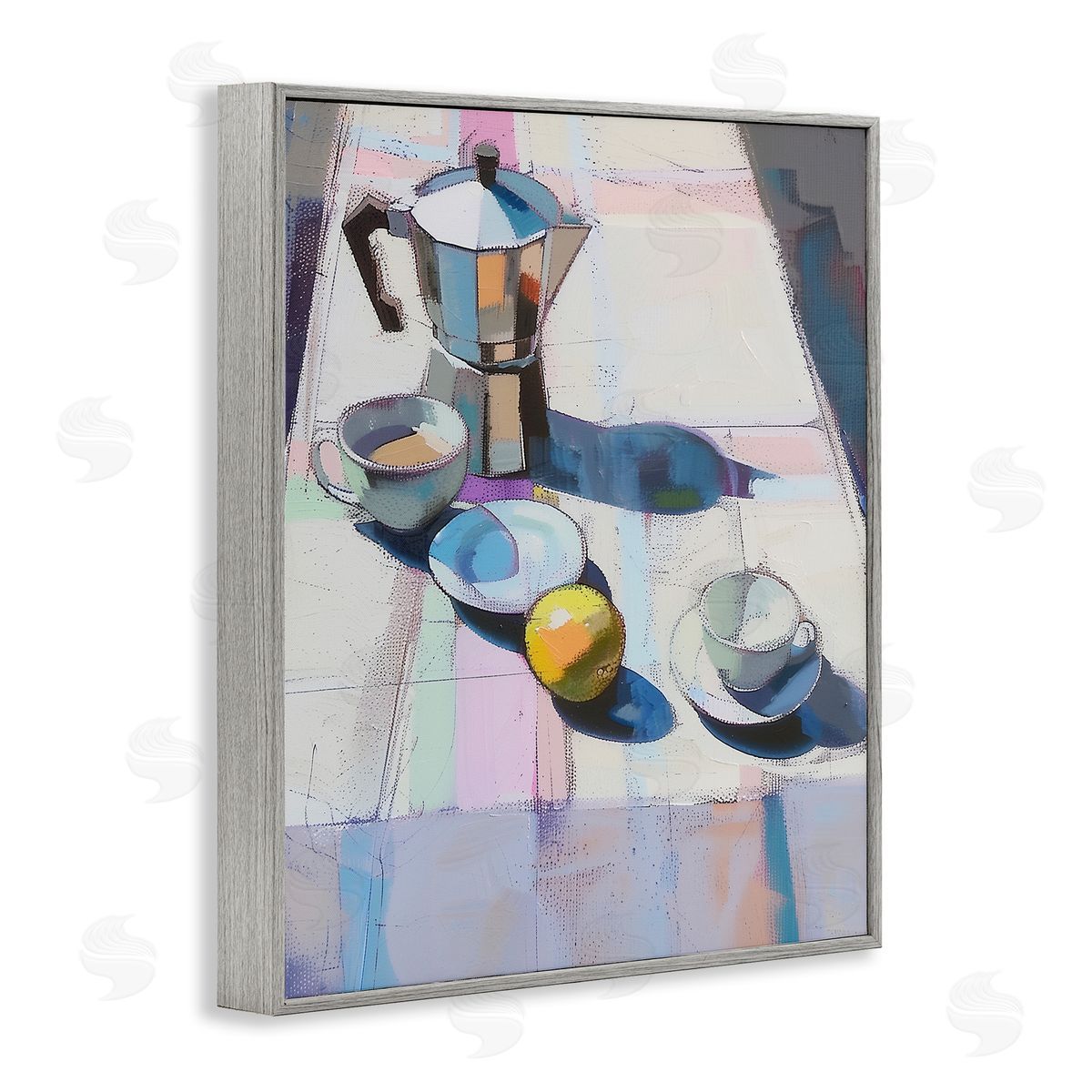 Morning Espresso Still Life Grey Frame Print Wall Art, Home Decor by Arlington Prints