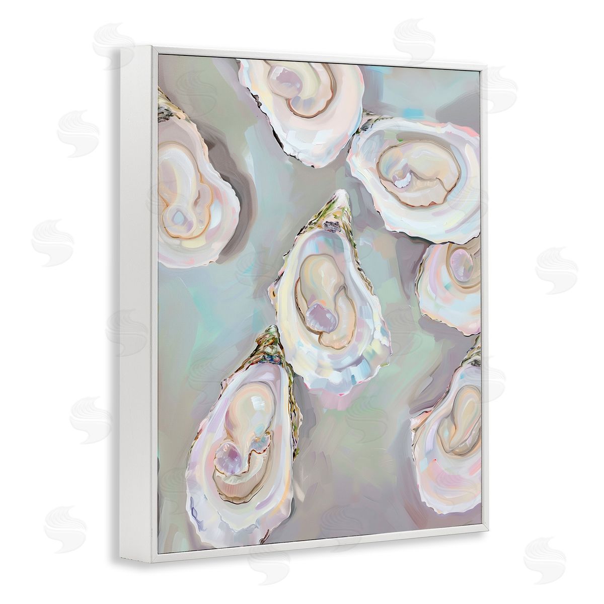 Pastel Oysters Still Life White Frame Print Wall Art, Home Decor by Arlington Prints