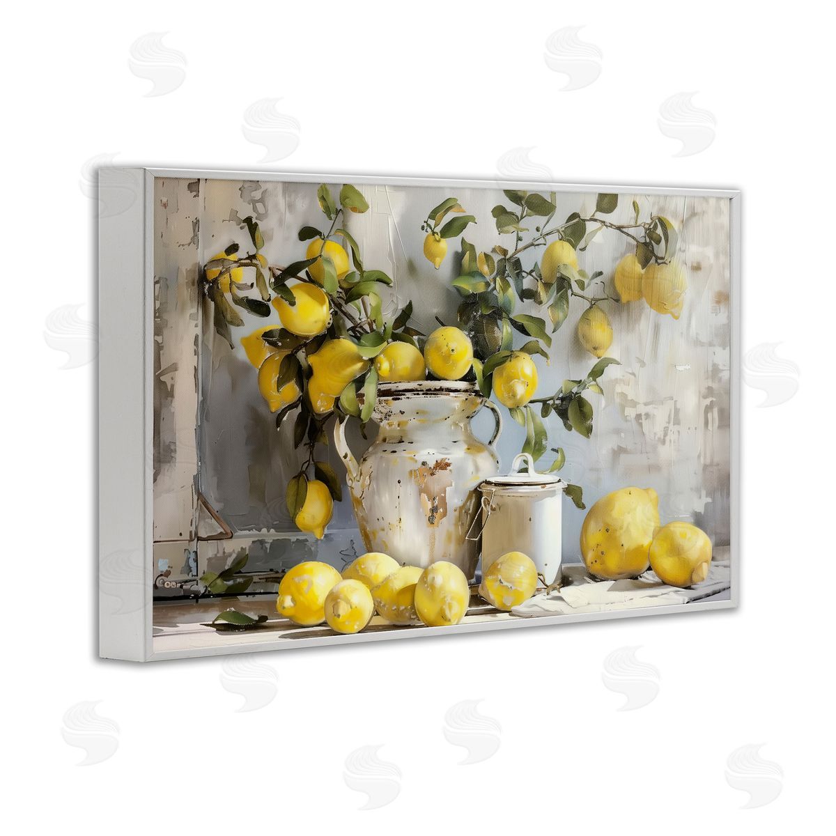 Lemons & Canisters Still Life White Frame Print Wall Art, Home Decor by Arlington Prints