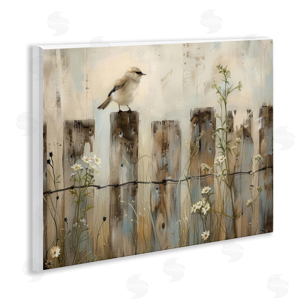 Fence Perched Country Bird Wood Plaque Wall Art, Home Decor by Arlington Prints