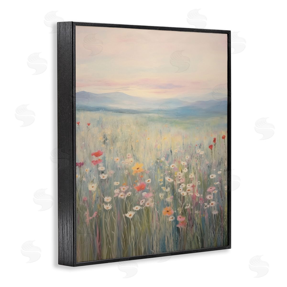 Pastel Spring Floral Meadow Black Frame Print Wall Art, Home Decor by Arlington Prints