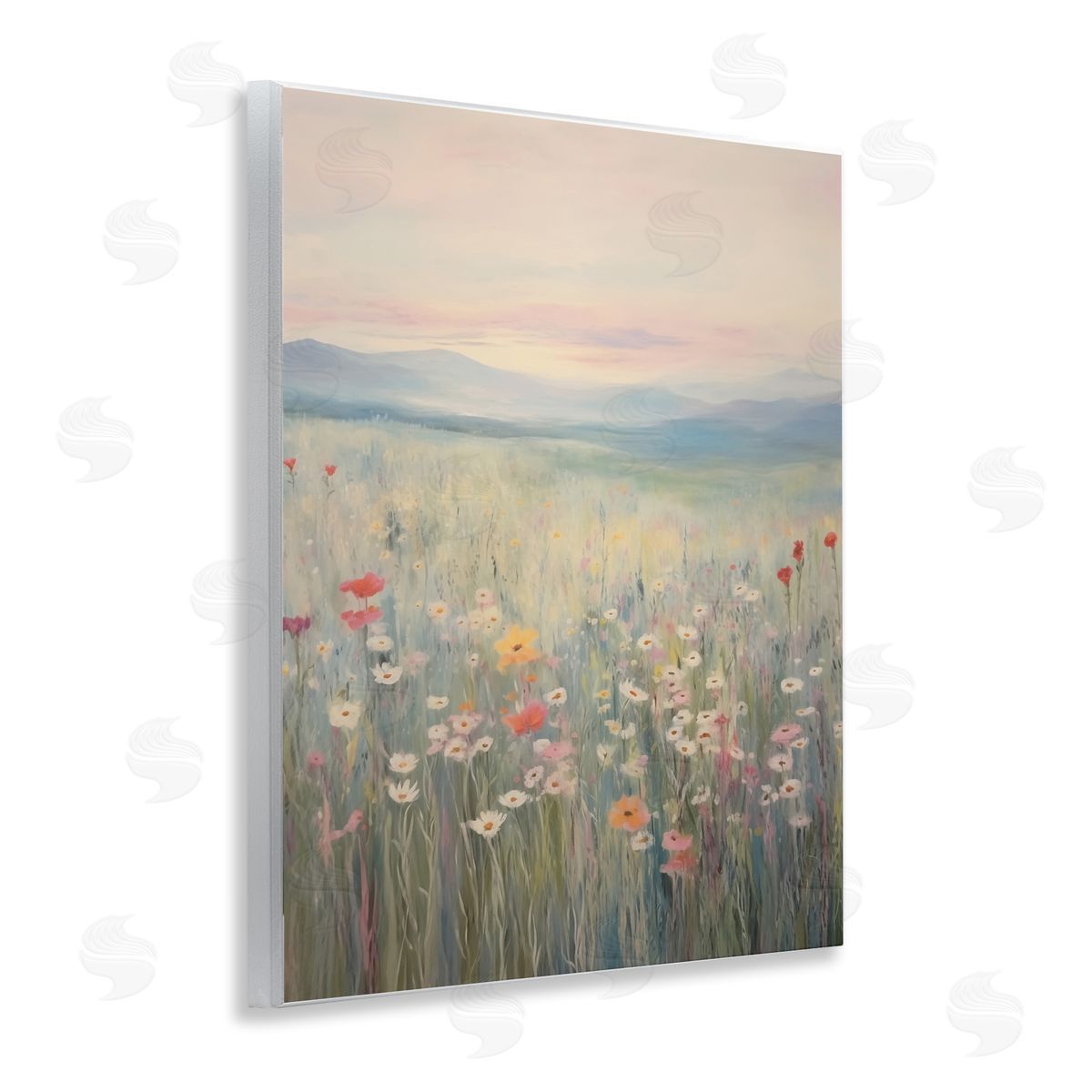 Pastel Spring Floral Meadow Wood Plaque Wall Art, Home Decor by Arlington Prints