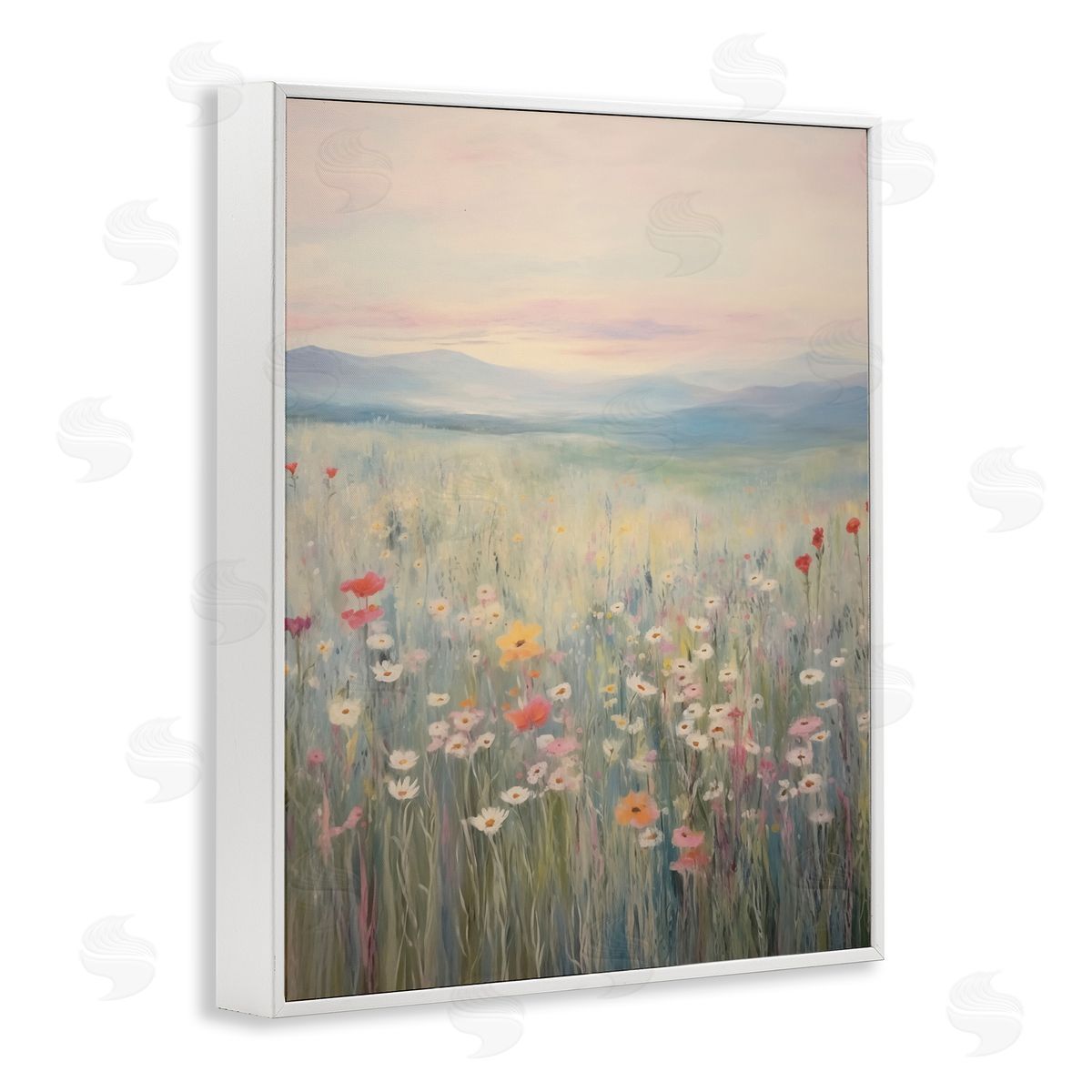 Pastel Spring Floral Meadow White Frame Print Wall Art, Home Decor by Arlington Prints
