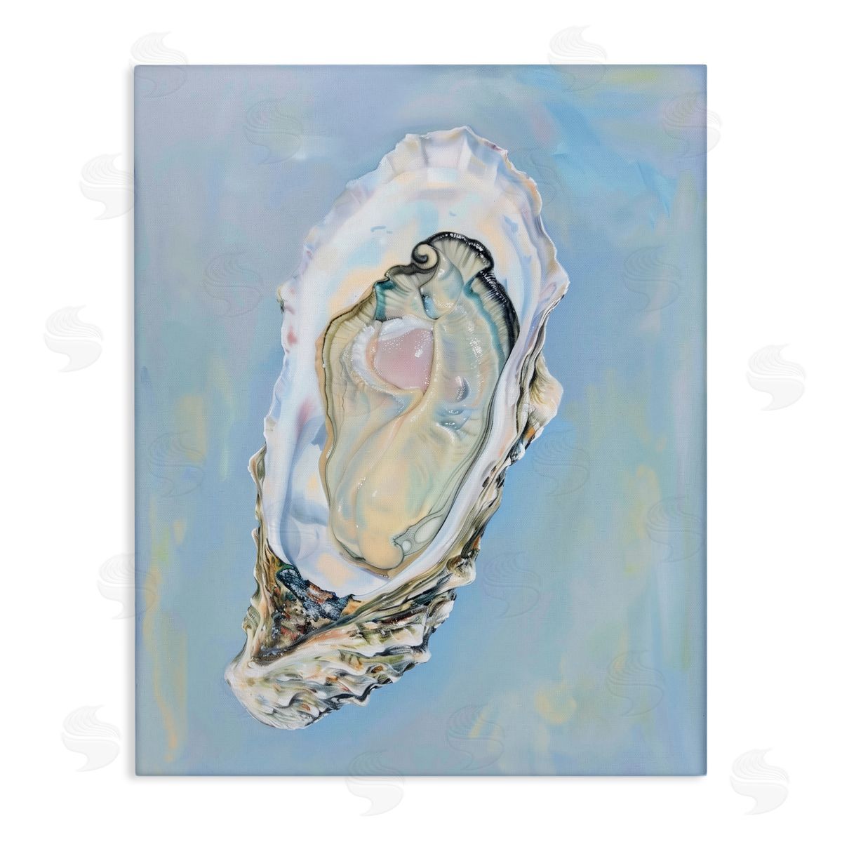 Detailed Oyster on Blue Canvas Wall Art, Home Decor by Arlington Prints