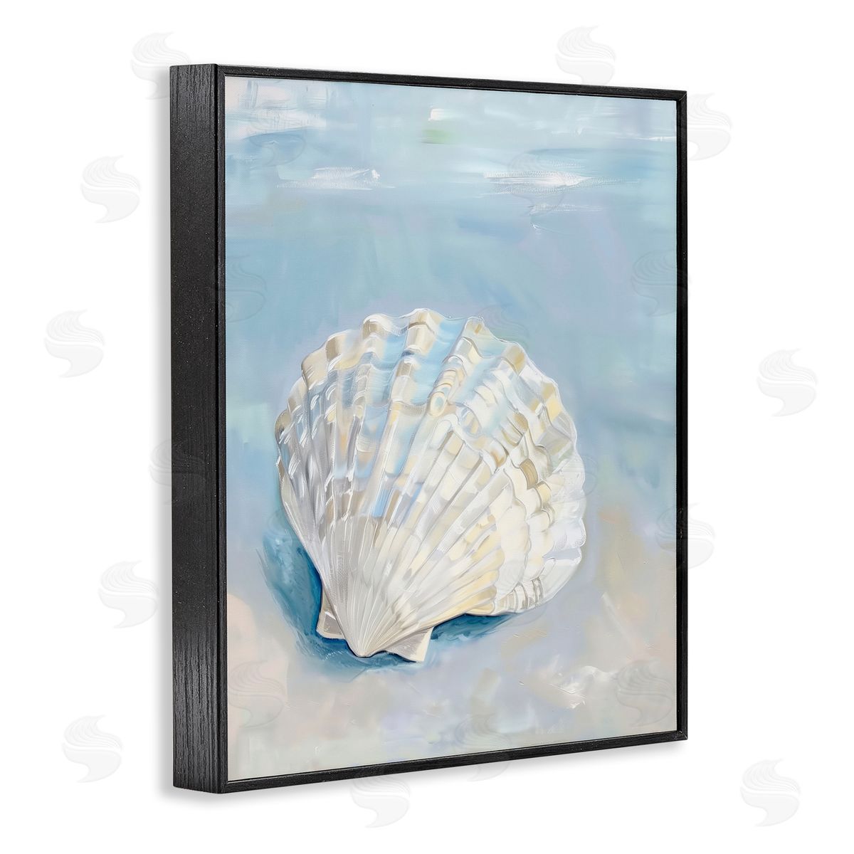 Coastal Scallop Clam Black Frame Print Wall Art, Home Decor by Arlington Prints