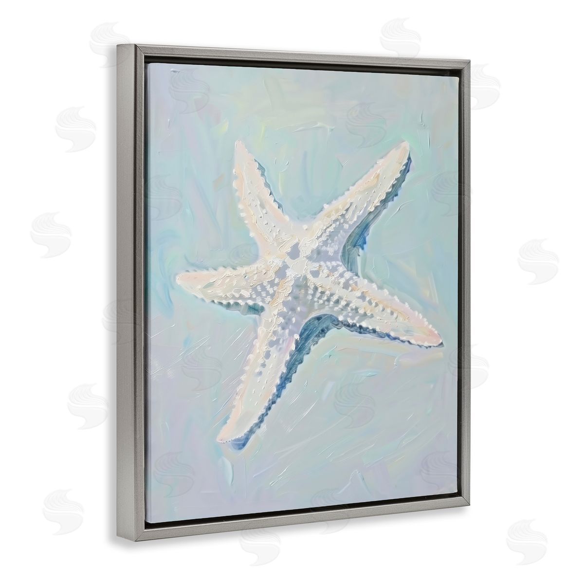 Coastal Starfish on Blue Grey Floating Frame Canvas Wall Art, Home Decor by Arlington Prints
