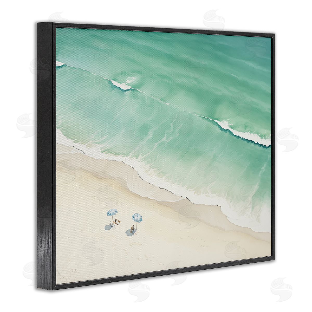 Summer Shore Beachgoers Black Frame Print Wall Art, Home Decor by Arlington Prints