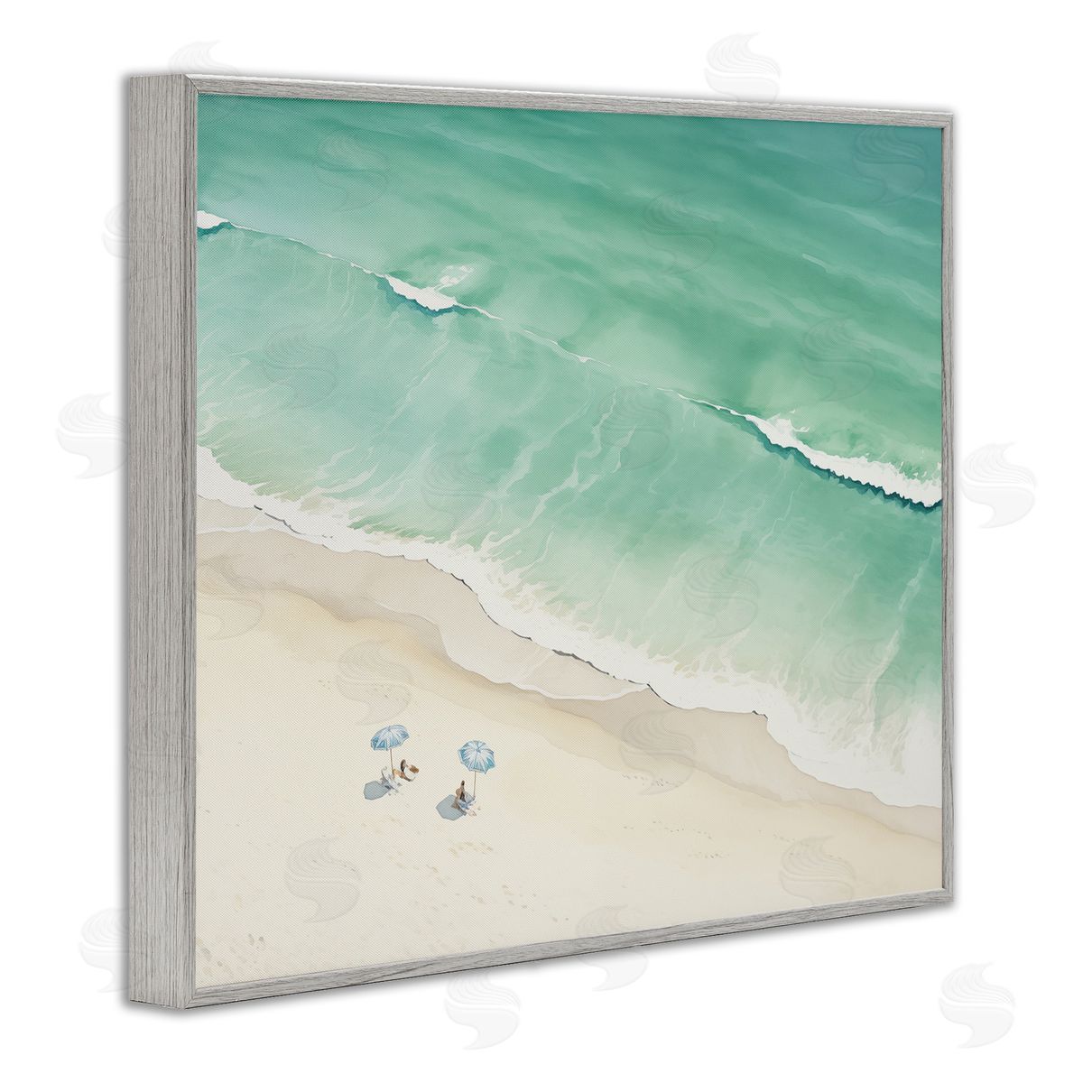 Summer Shore Beachgoers Grey Frame Print Wall Art, Home Decor by Arlington Prints