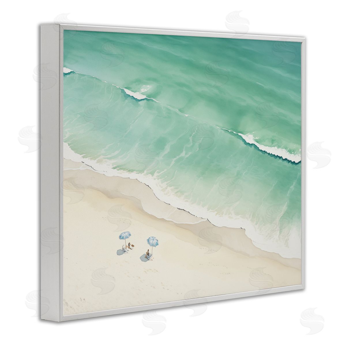 Summer Shore Beachgoers White Frame Print Wall Art, Home Decor by Arlington Prints