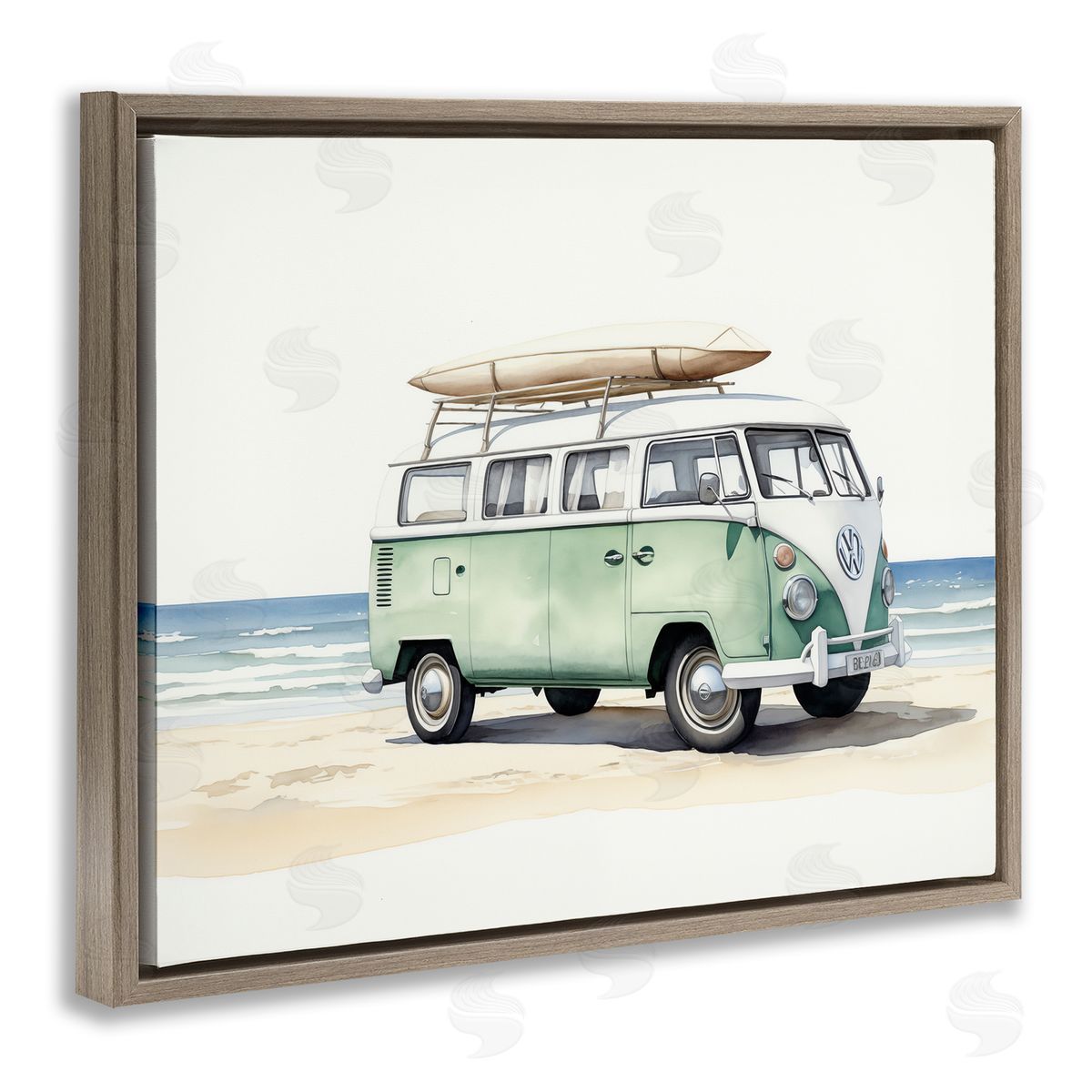 Tropical Summertime Ride Brown Floating Frame Canvas Wall Art, Home Decor by Arlington Prints