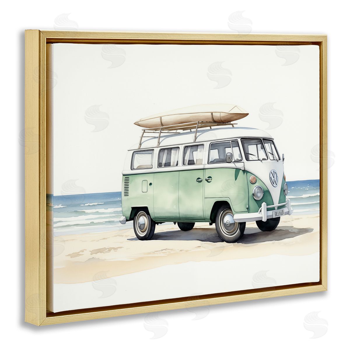 Tropical Summertime Ride Gold Floating Frame Canvas Wall Art, Home Decor by Arlington Prints