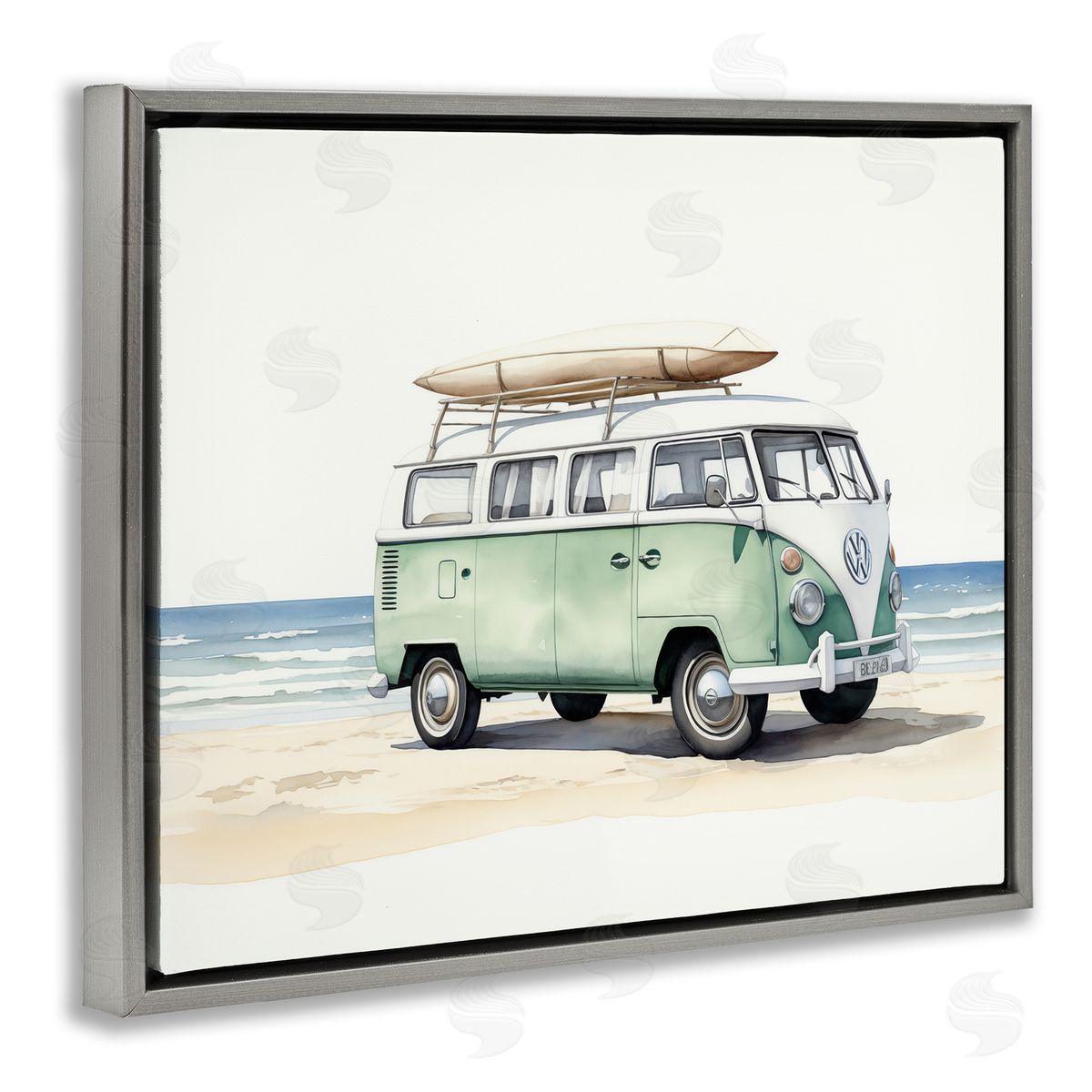 Tropical Summertime Ride Grey Floating Frame Canvas Wall Art, Home Decor by Arlington Prints