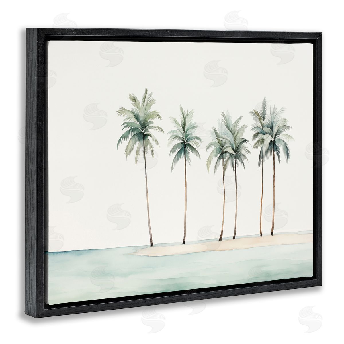 Summer Palms in a Line Black Floating Frame Canvas Wall Art, Home Decor by Arlington Prints