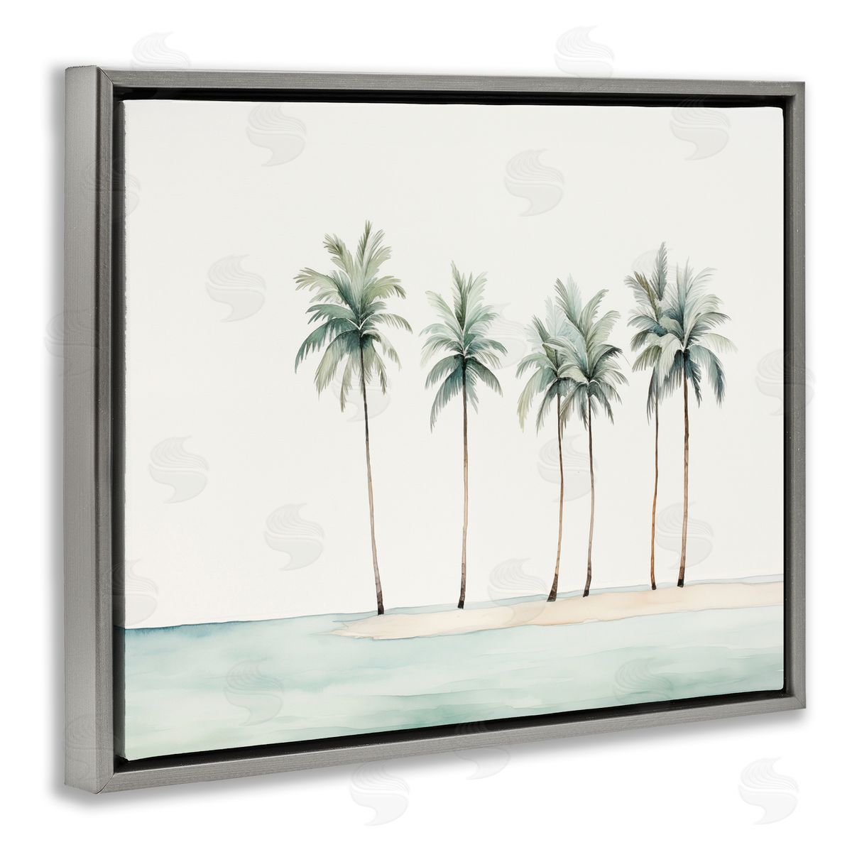 Summer Palms in a Line Grey Floating Frame Canvas Wall Art, Home Decor by Arlington Prints