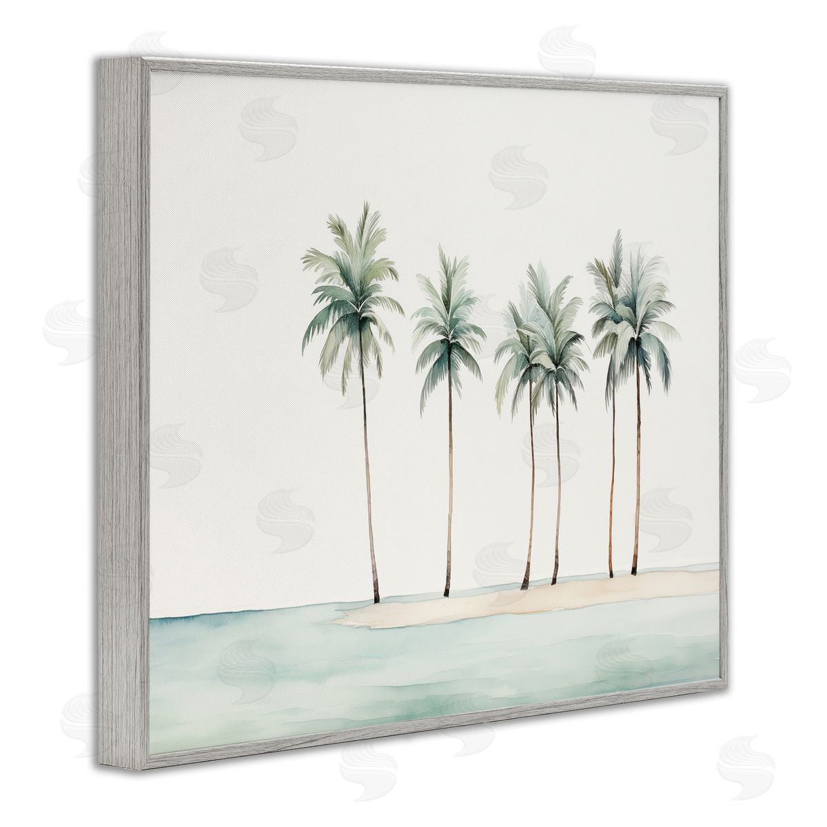Summer Palms in a Line Grey Frame Print Wall Art, Home Decor by Arlington Prints