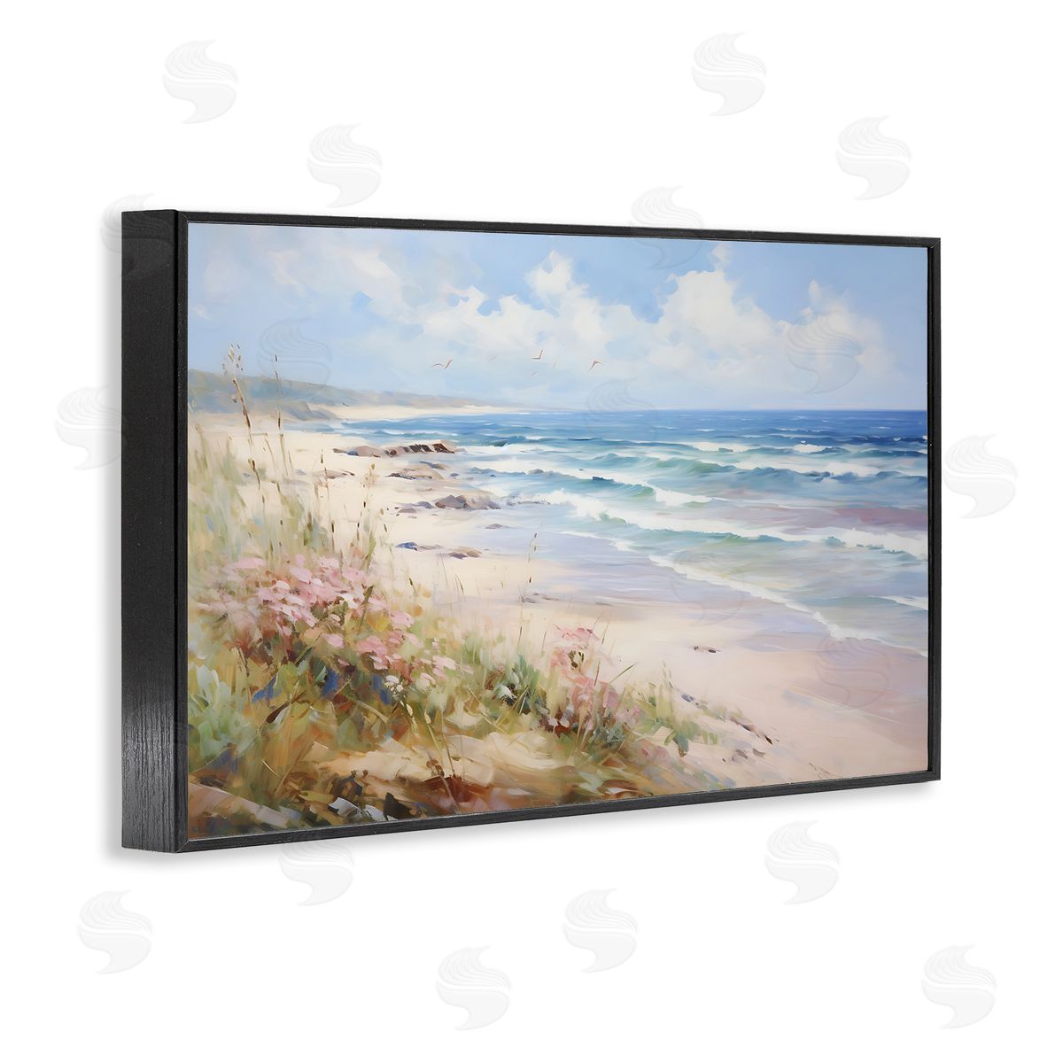 Summer Coastal Waves Black Frame Print Wall Art, Home Decor by Franklyn Gregory