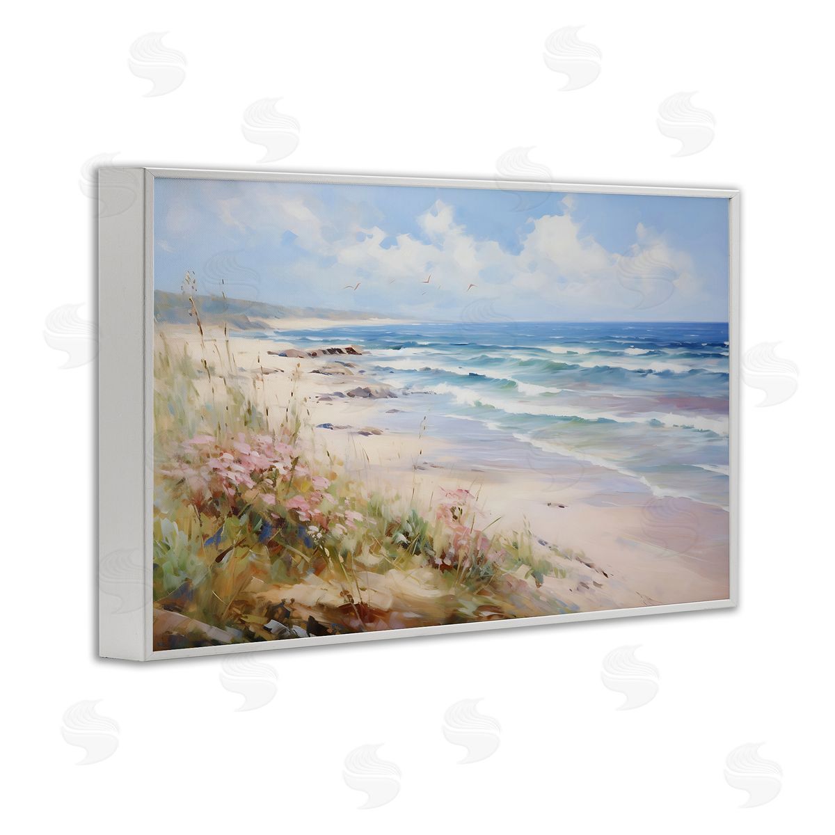 Summer Coastal Waves White Frame Print Wall Art, Home Decor by Franklyn Gregory