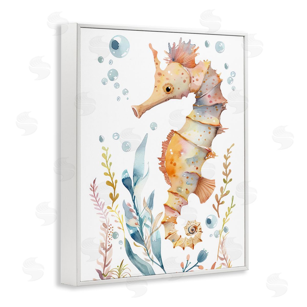 Soft Seahorse Underwater White Frame Print Wall Art, Home Decor by Franklyn Gregory