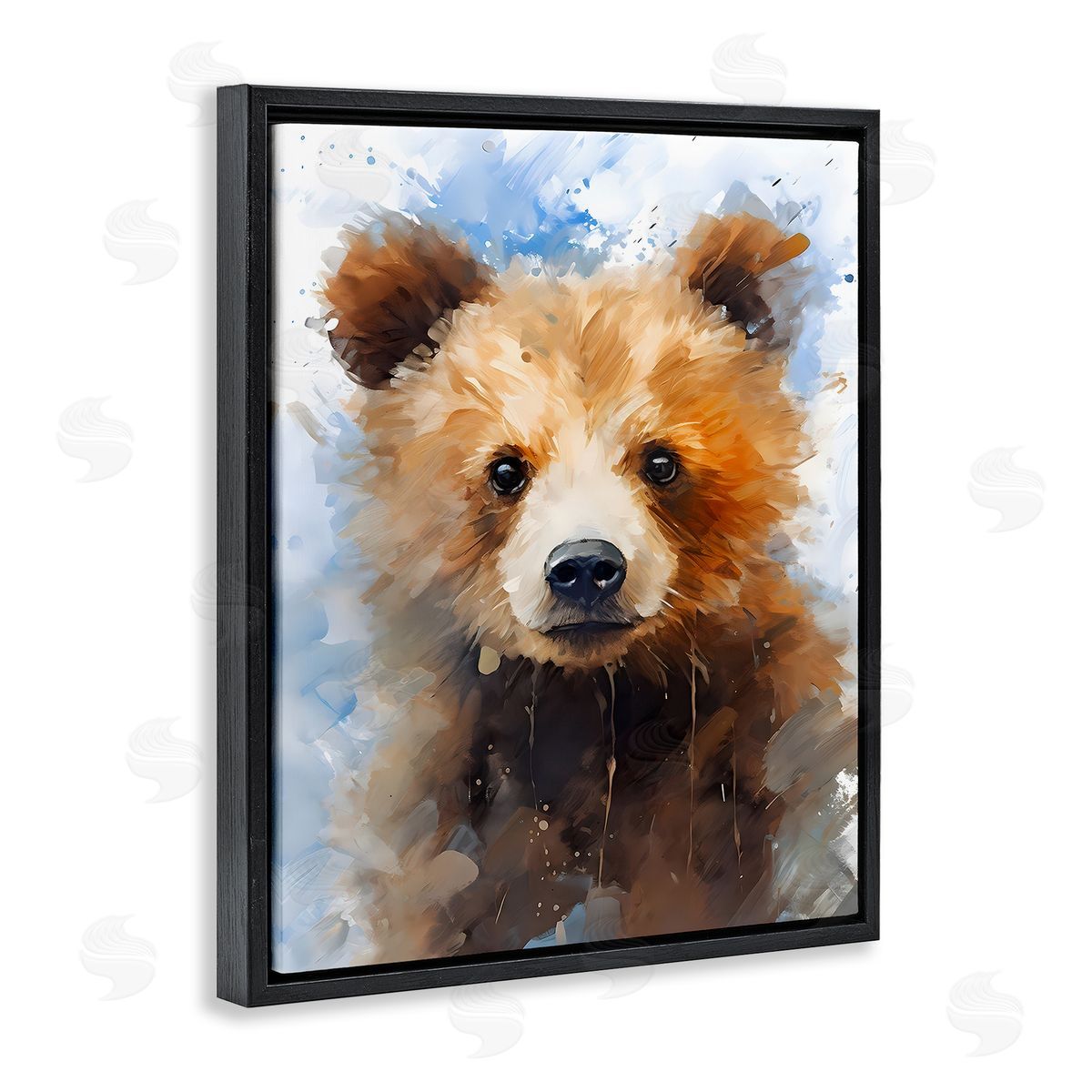 Woodland Nursery Bear Black Floating Frame Canvas Wall Art, Home Decor by Franklyn Gregory