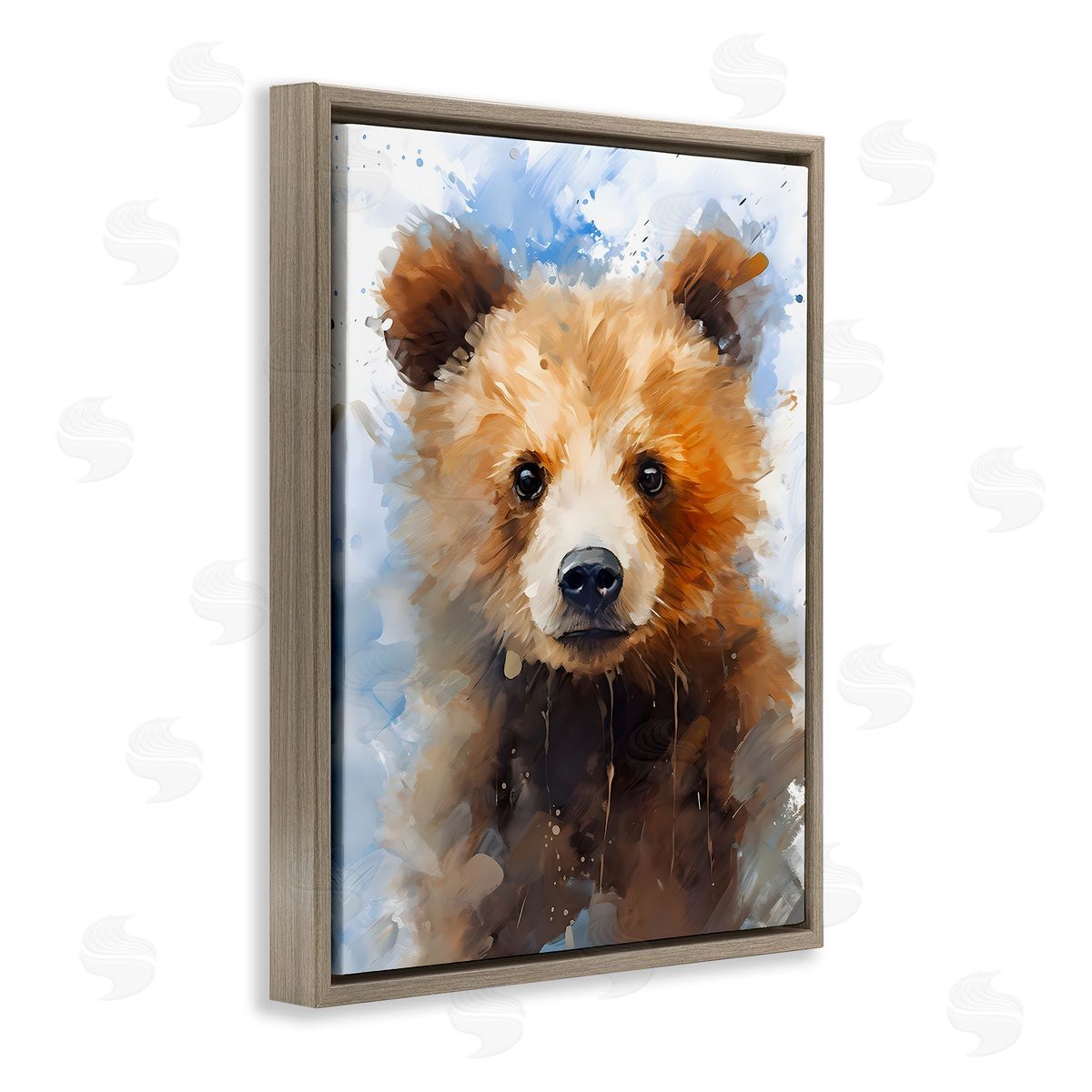 Woodland Nursery Bear Brown Floating Frame Canvas Wall Art, Home Decor by Franklyn Gregory