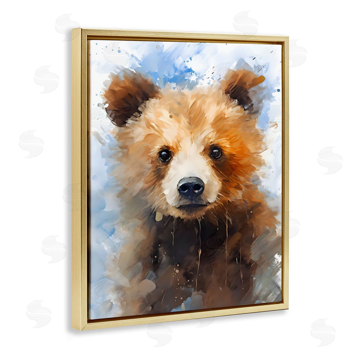 Woodland Nursery Bear Gold Floating Frame Canvas Wall Art, Home Decor by Franklyn Gregory