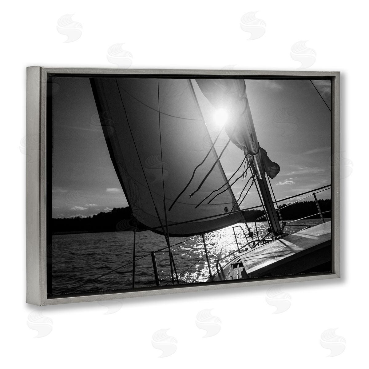Sail Against The Sky Grey Floating Frame Canvas Wall Art, Home Decor by LSR Design Studio