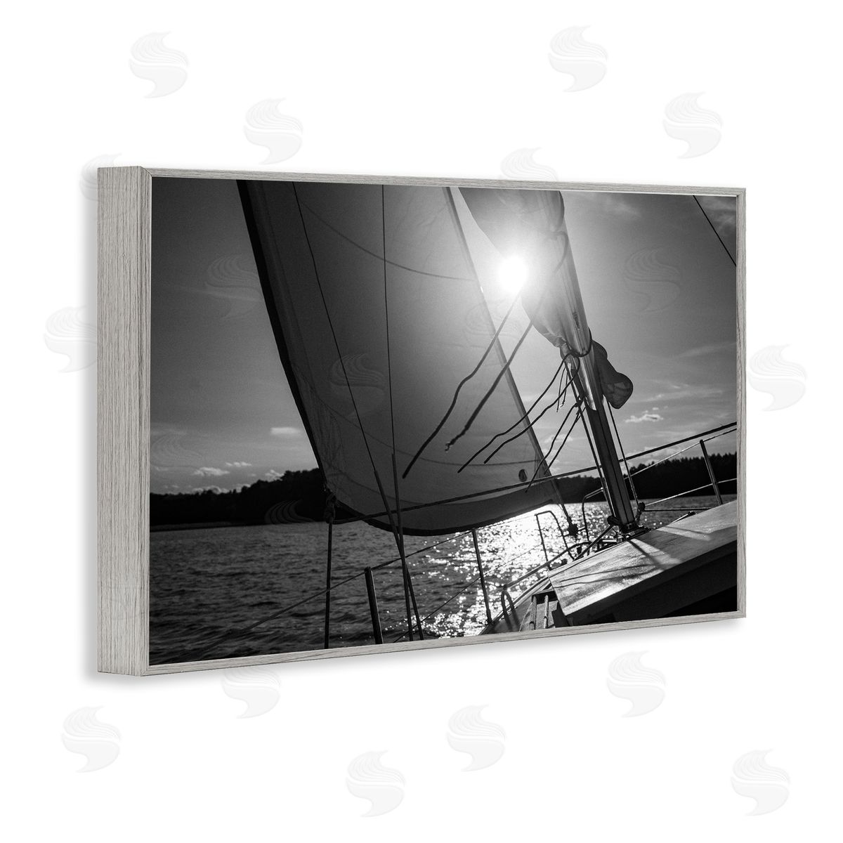 Sail Against The Sky Grey Frame Print Wall Art, Home Decor by LSR Design Studio