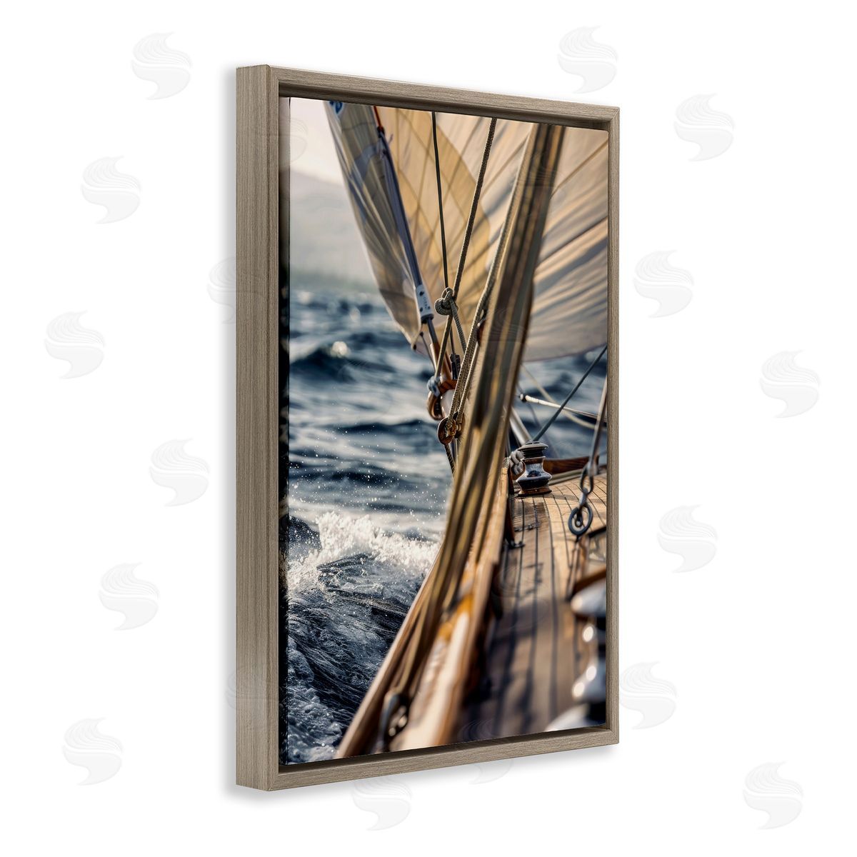 Amidst The Blurring Sea Brown Floating Frame Canvas Wall Art, Home Decor by LSR Design Studio