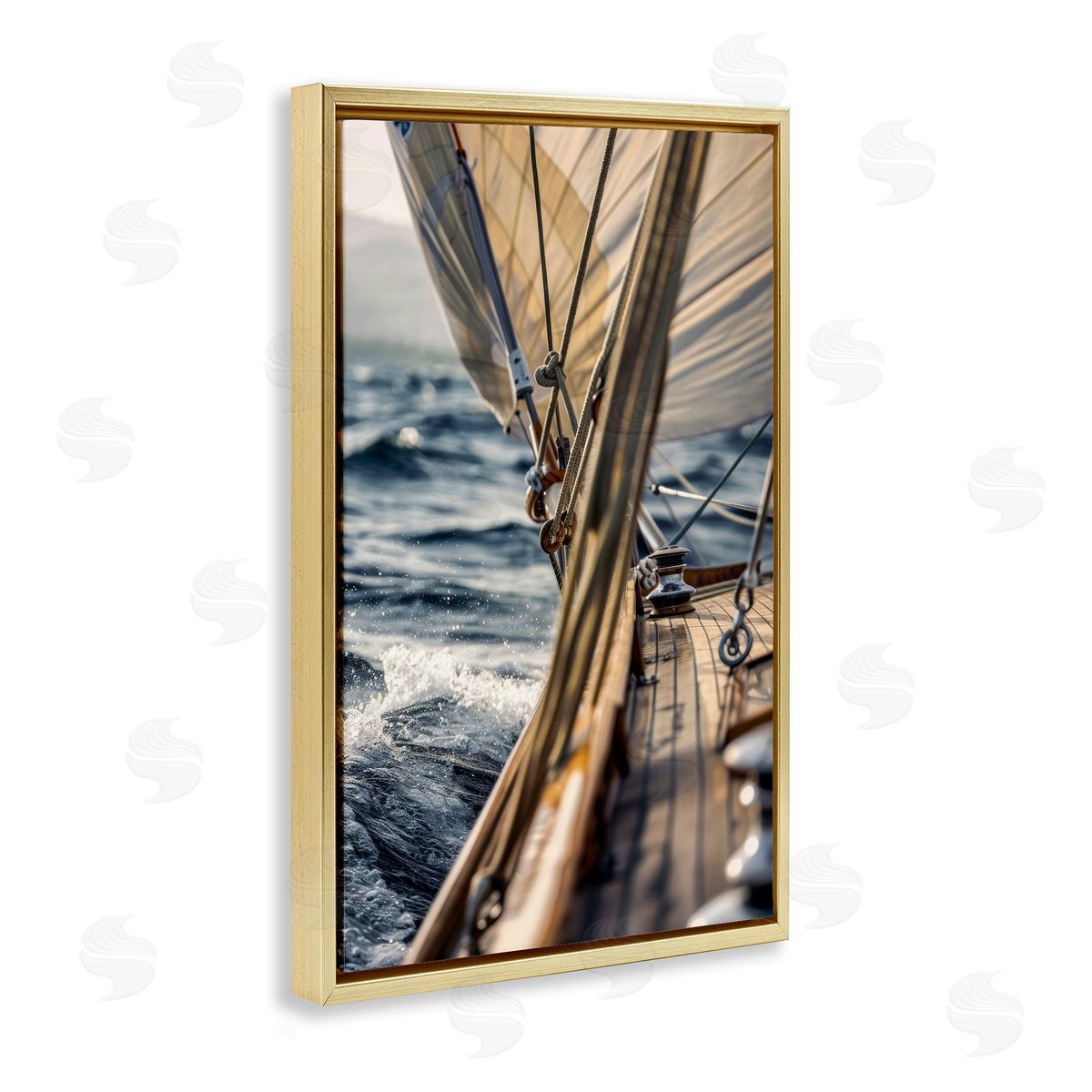 Amidst The Blurring Sea Gold Floating Frame Canvas Wall Art, Home Decor by LSR Design Studio