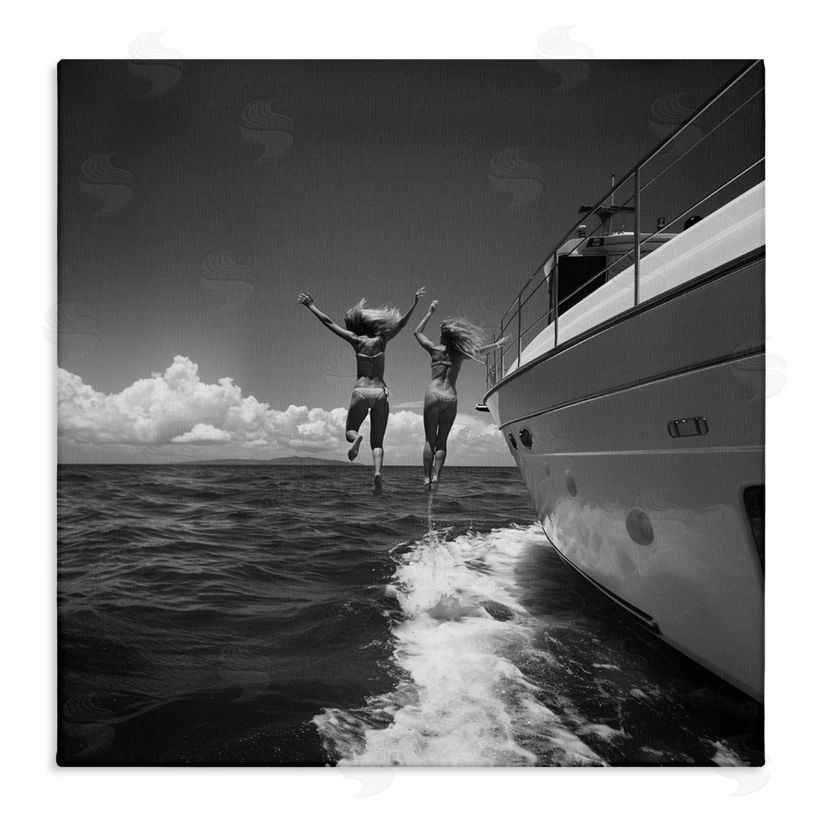 Jumping Into Ocean Canvas Wall Art, Home Decor by LSR Design Studio
