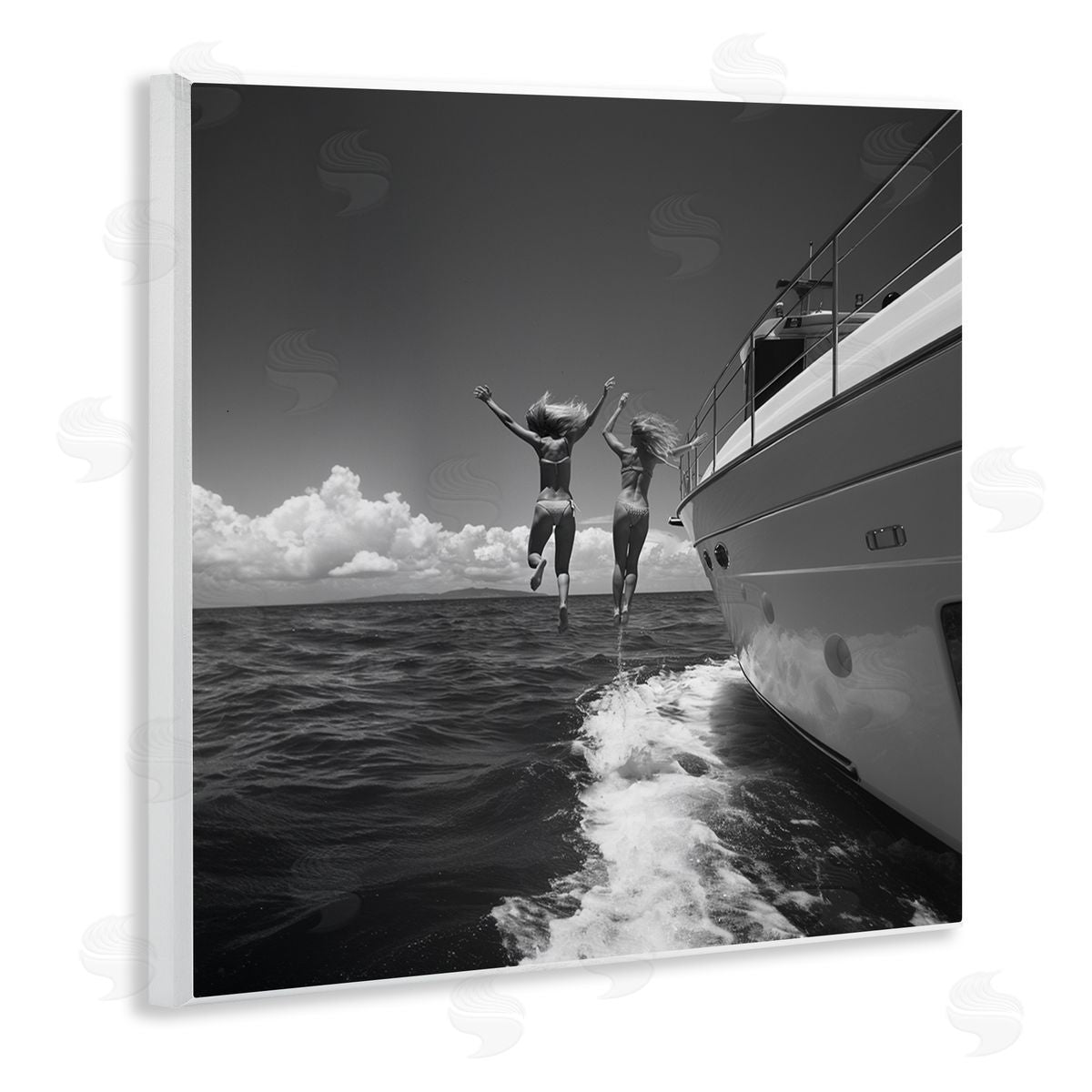 Jumping Into Ocean Wood Plaque Wall Art, Home Decor by LSR Design Studio