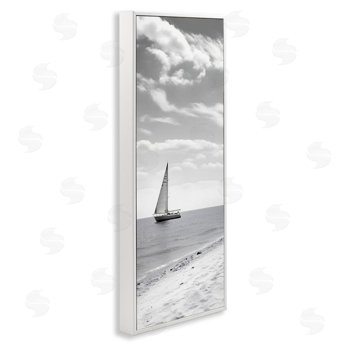 Lonely Sailboat View White Frame Print Wall Art, Home Decor by LSR Design Studio