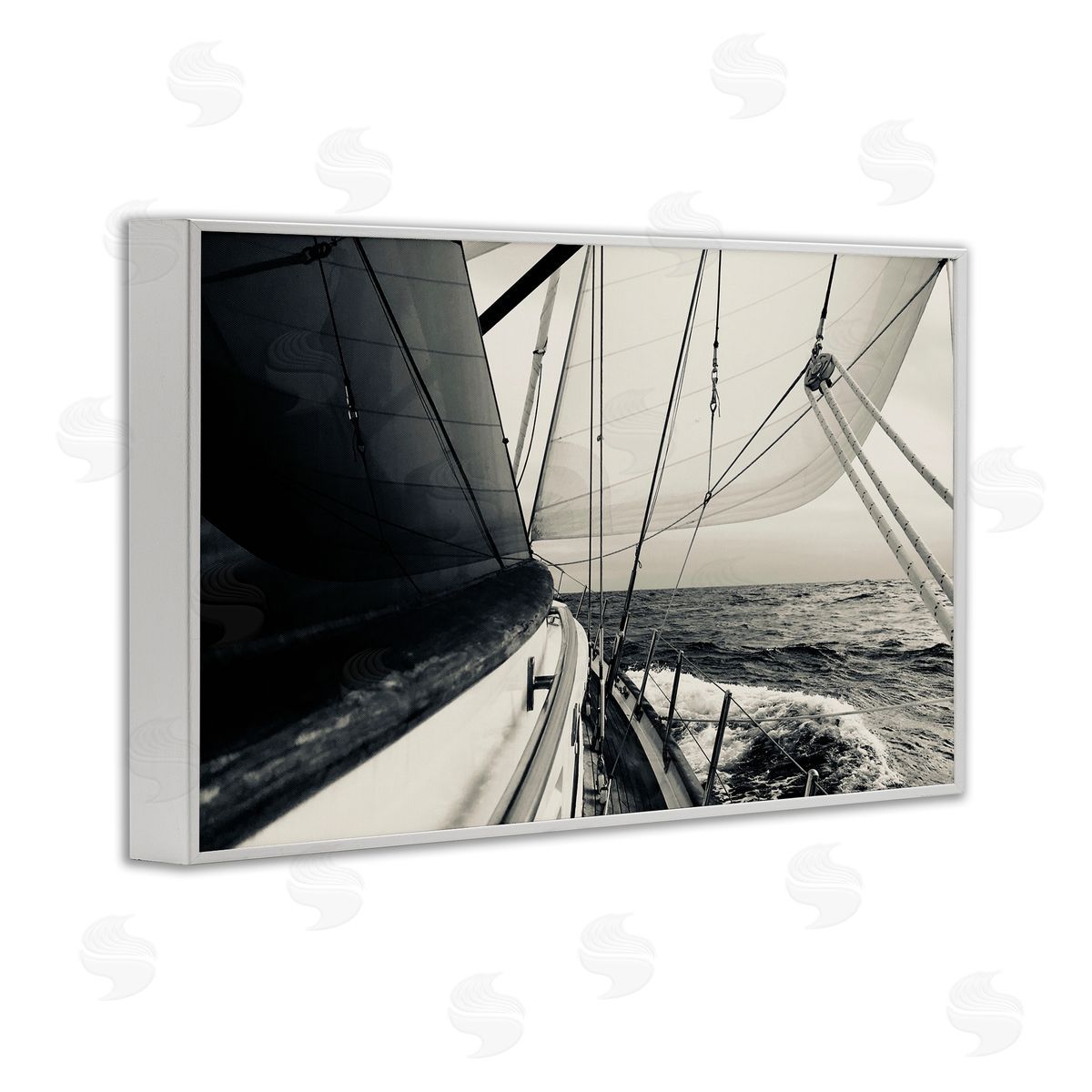 Sailing The Sea View White Frame Print Wall Art, Home Decor by LSR Design Studio