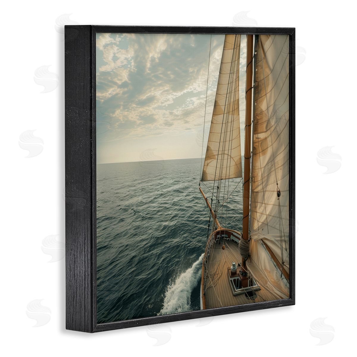 Open Sails on Sea Black Frame Print Wall Art, Home Decor by LSR Design Studio